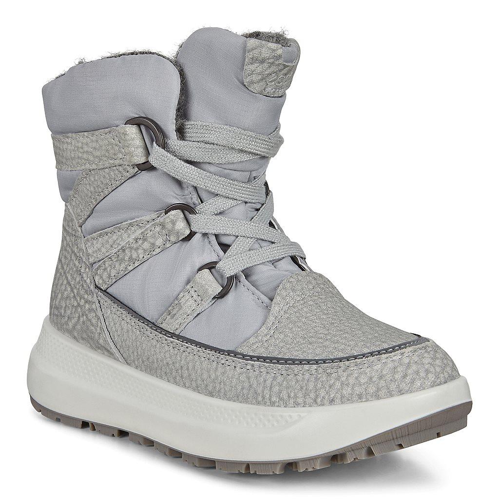 Ecco Solice K Girls Lace Up Winter Bootss Grey Online - India CDZ-294167